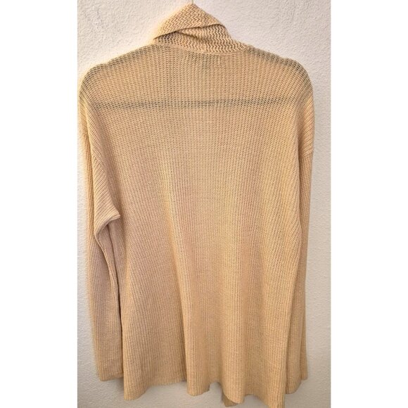 Lauren Ralph Lauren Tan 100% Linen Bell Sleeve Open Front Cardigan Size M GUC - Picture 3 of 8